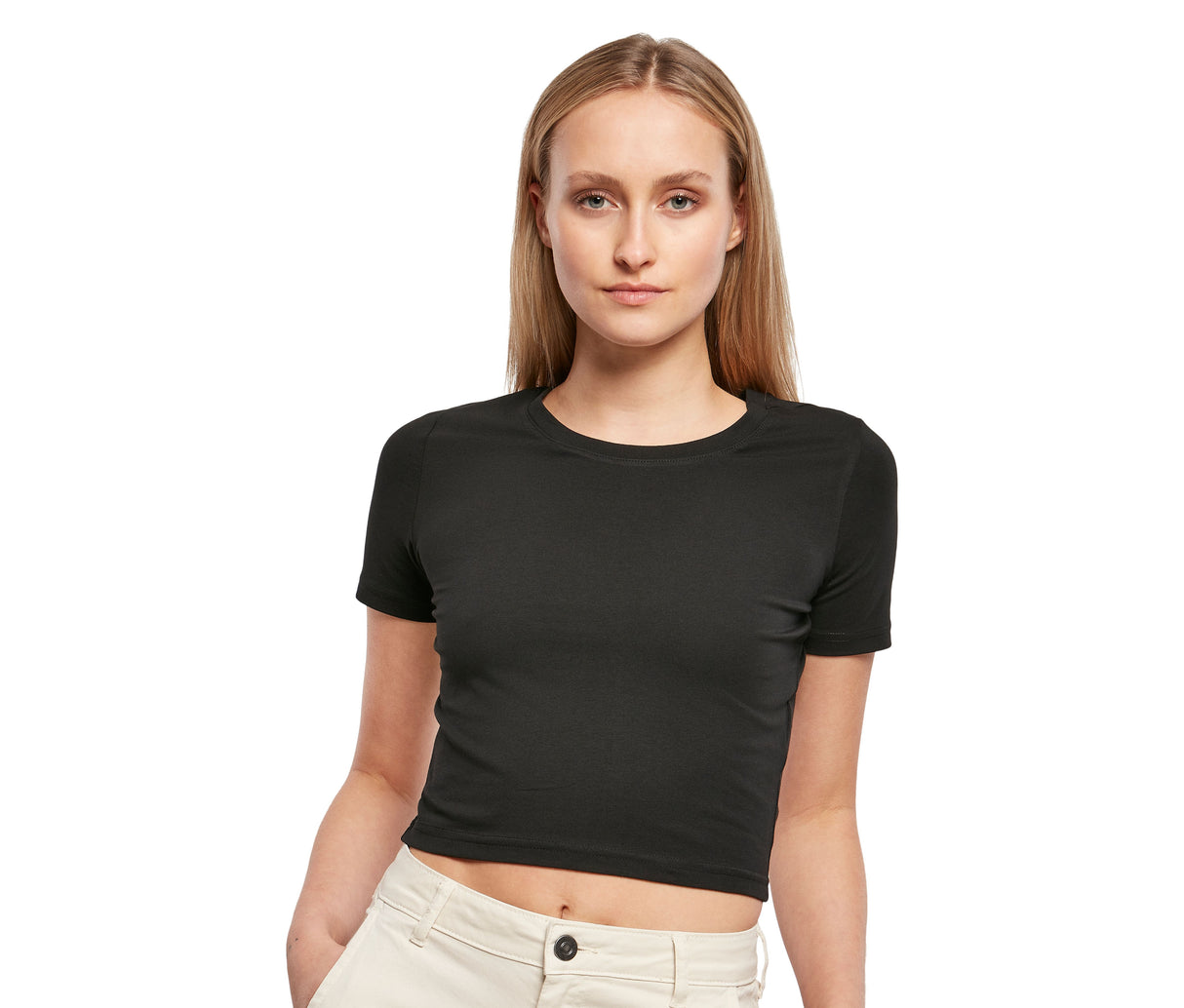 BUILD YOUR BRAND LADIES CROPPED TEE