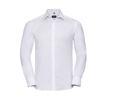MEN'S LONG SLEEVE TAILORED HERRINGBONE SHIRT