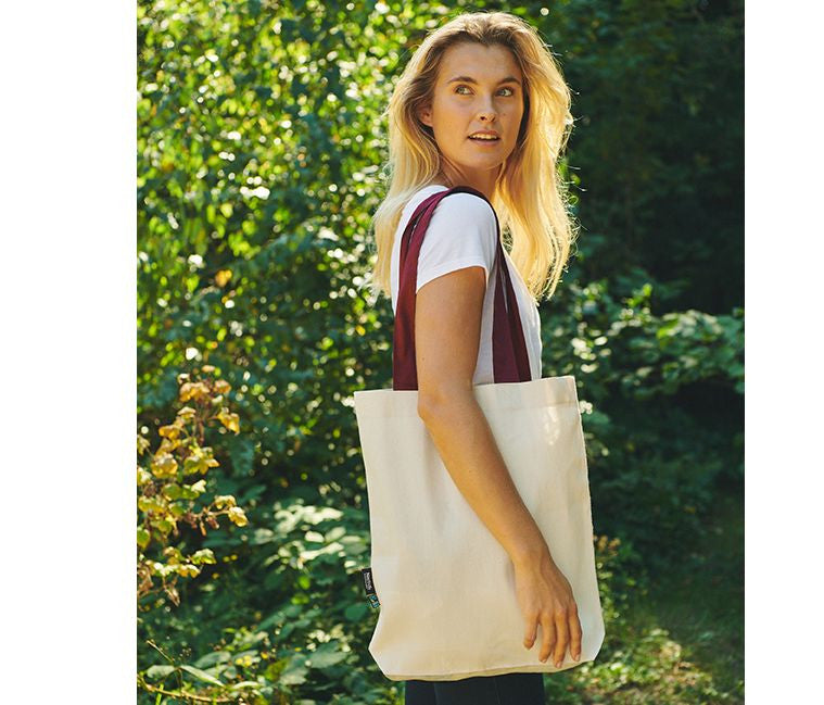 NEUTRAL TWILL BAG WITH CONTRAST HANDLES