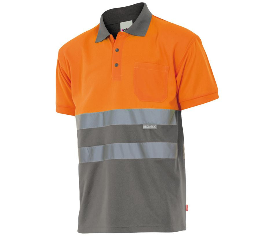 VELILLA TWO-TONE HIGH VISIBILITY SHORT SLEEVE POLO SHIRT
