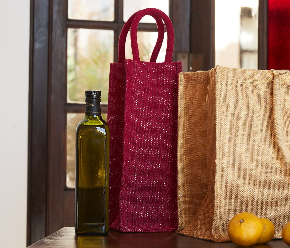 WESTFORD MILL SHIMMER JUTE BOTTLE BAG