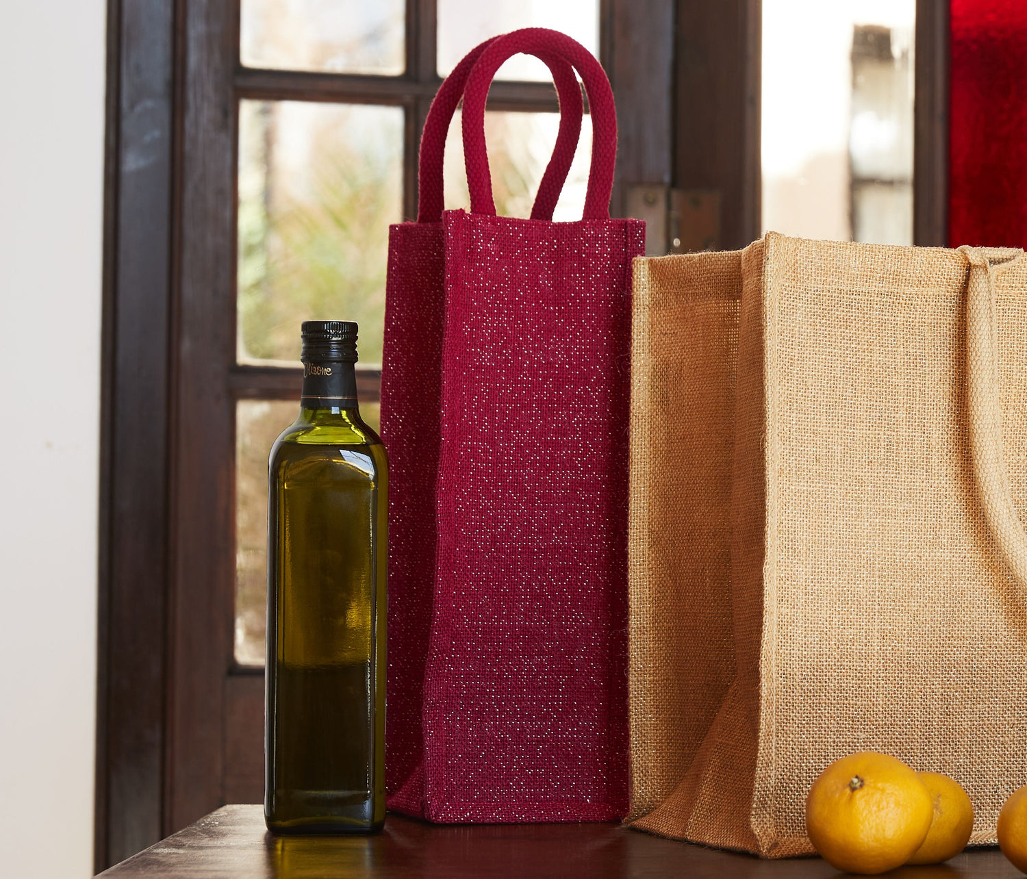 WESTFORD MILL SHIMMER JUTE BOTTLE BAG
