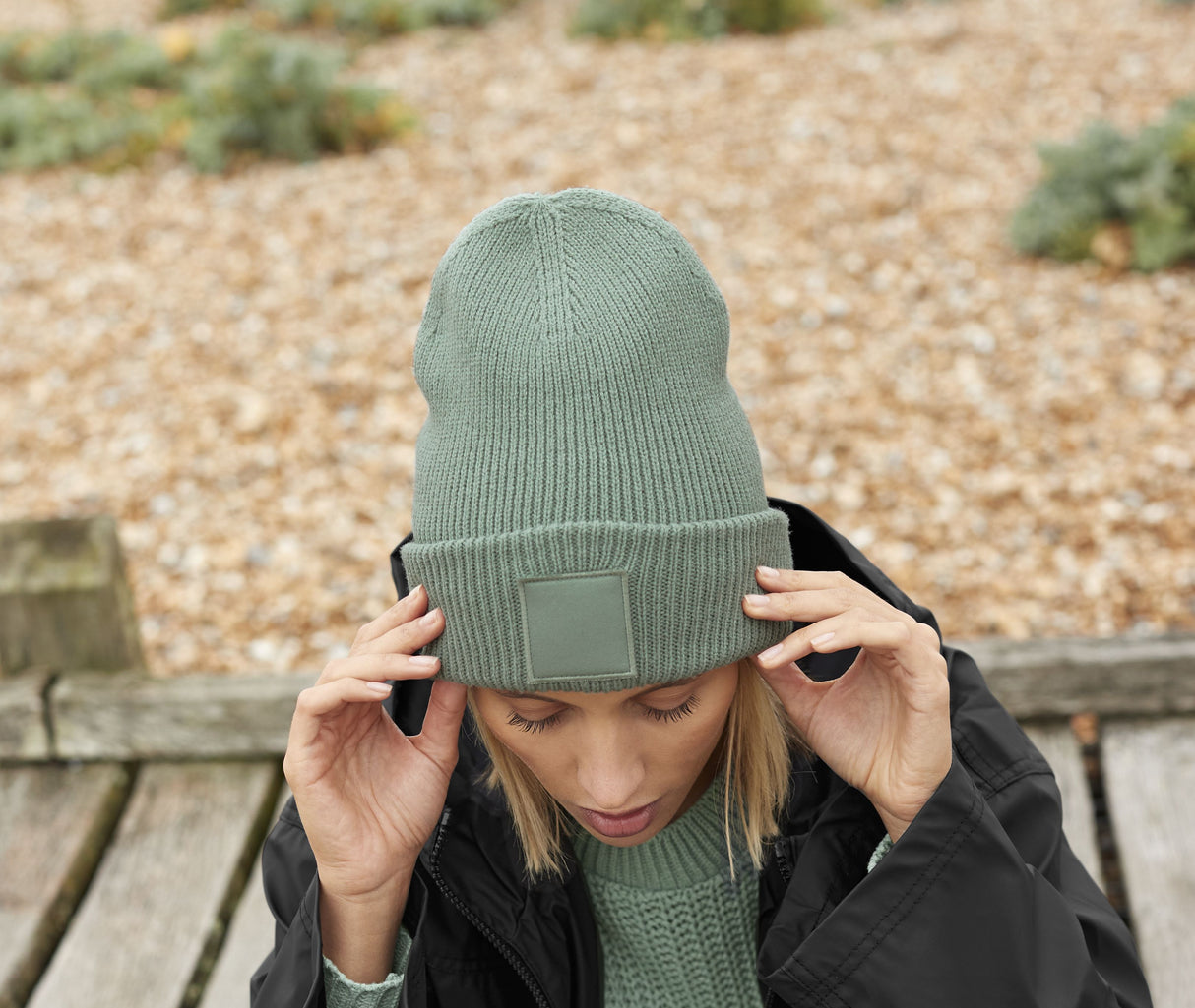 BEECHFIELD DEEP CUFFED TONAL PATCH BEANIE