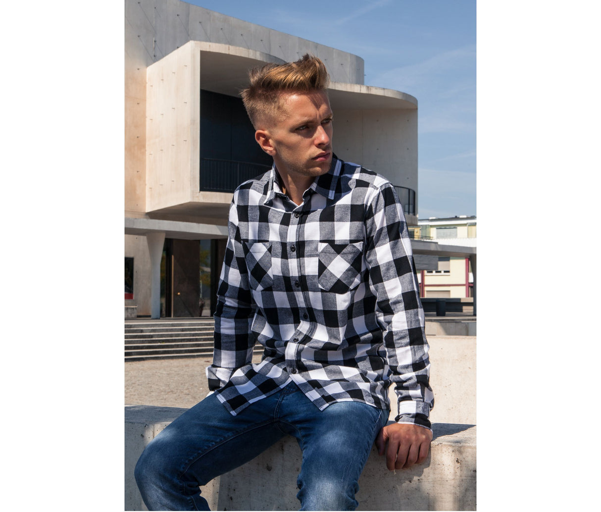 BUILD YOUR BRAND CHECKED FLANELL SHIRT