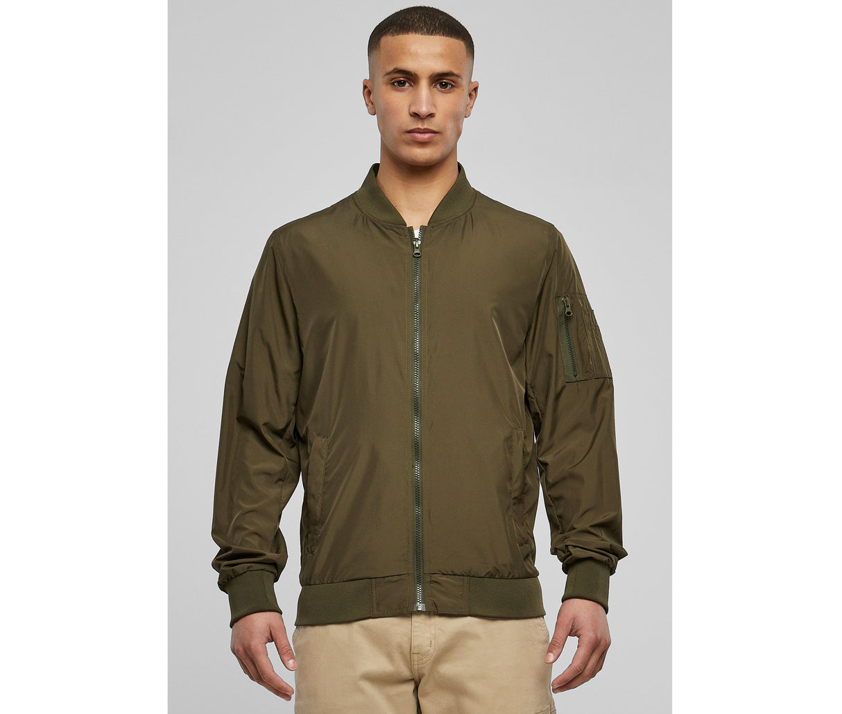 BUILD YOUR BRAND NYLON BOMBER JACKET