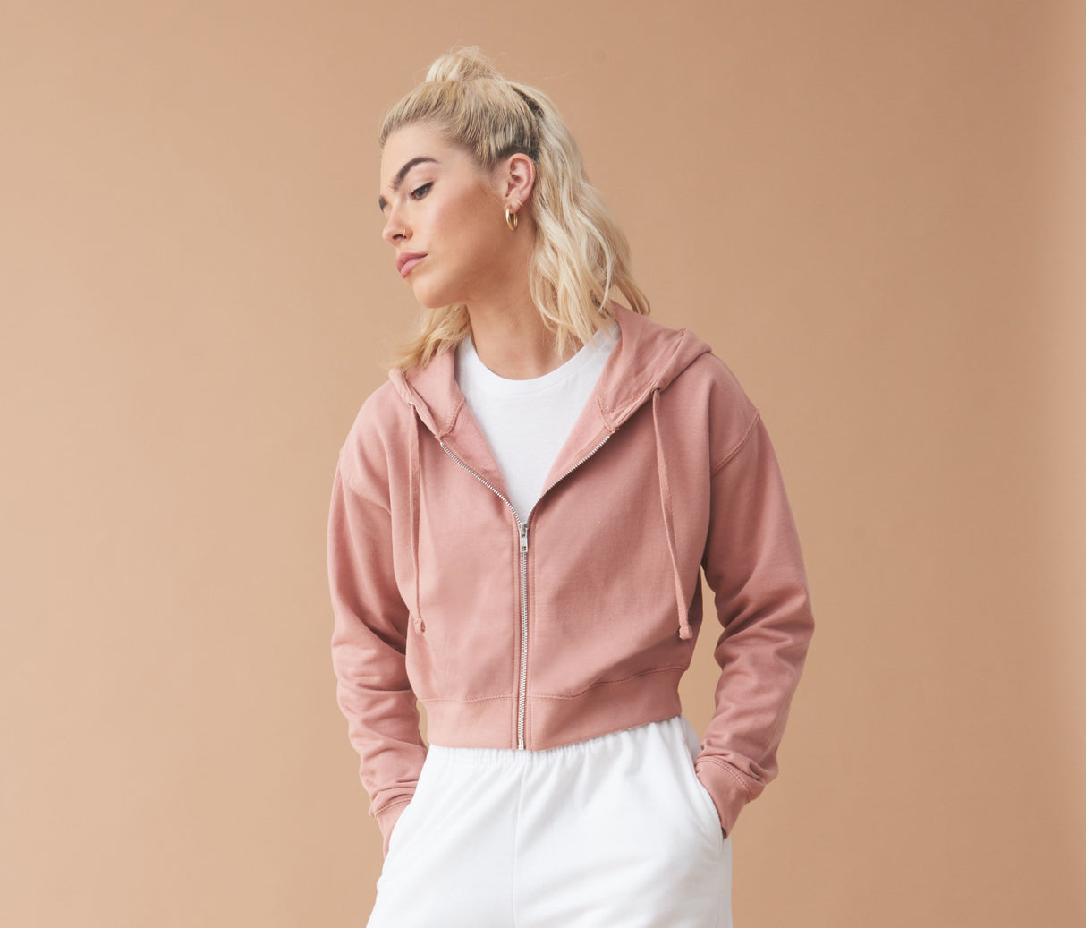 JUST HOODS WOMEN'S FASHION CROPPED ZOODIE