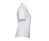 RUSSELL COLLECTION LADIES' SHORT SLEEVE TAILORED OXFORD SHIRT