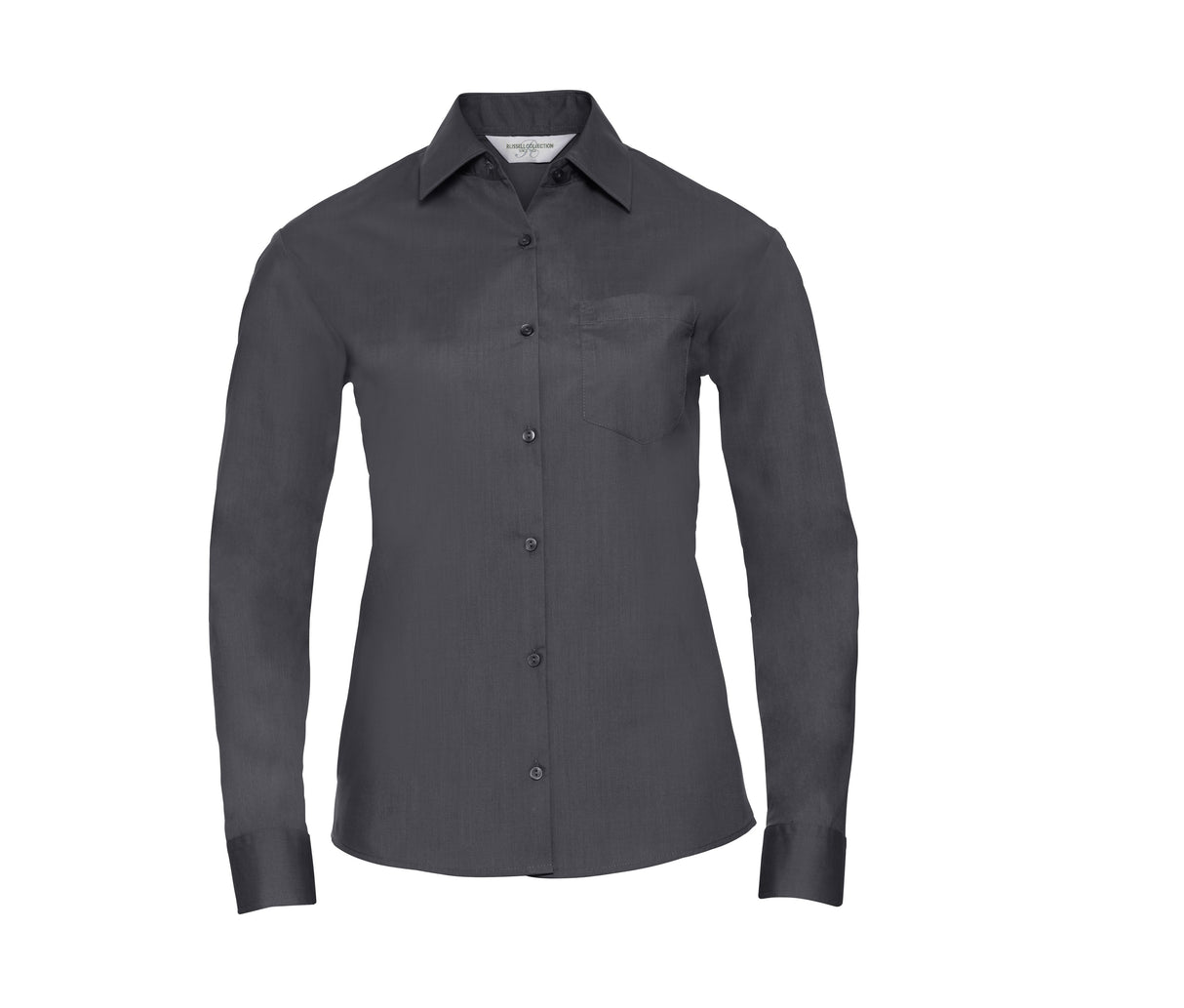 RUSSELL COLLECTION LADIES' LONG SLEEVE CLASSIC POLYCOTTON POPLIN SHIRT