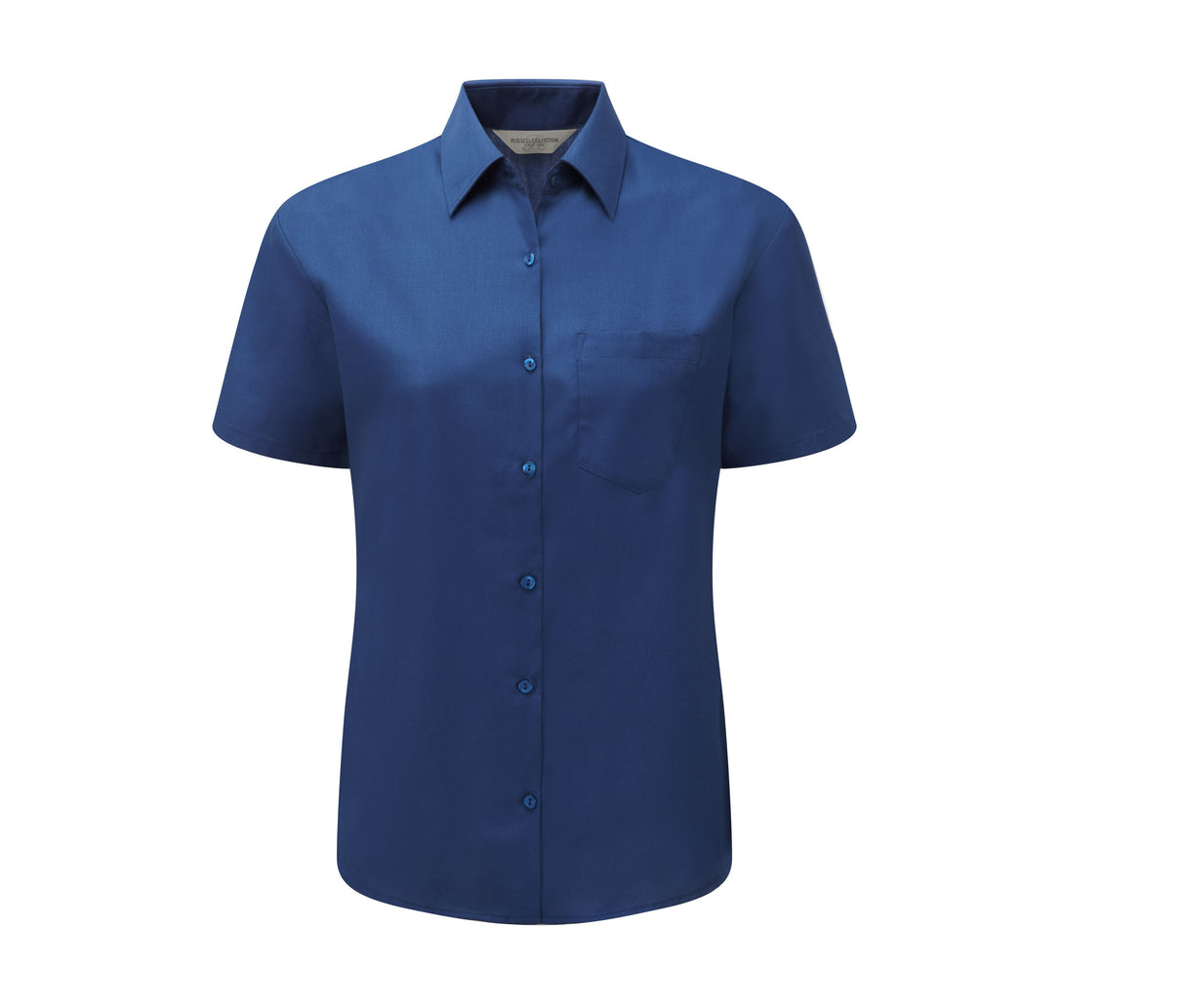 RUSSELL COLLECTION LADIES' SHORT SLEEVE CLASSIC POLYCOTTON POPLIN SHIRT