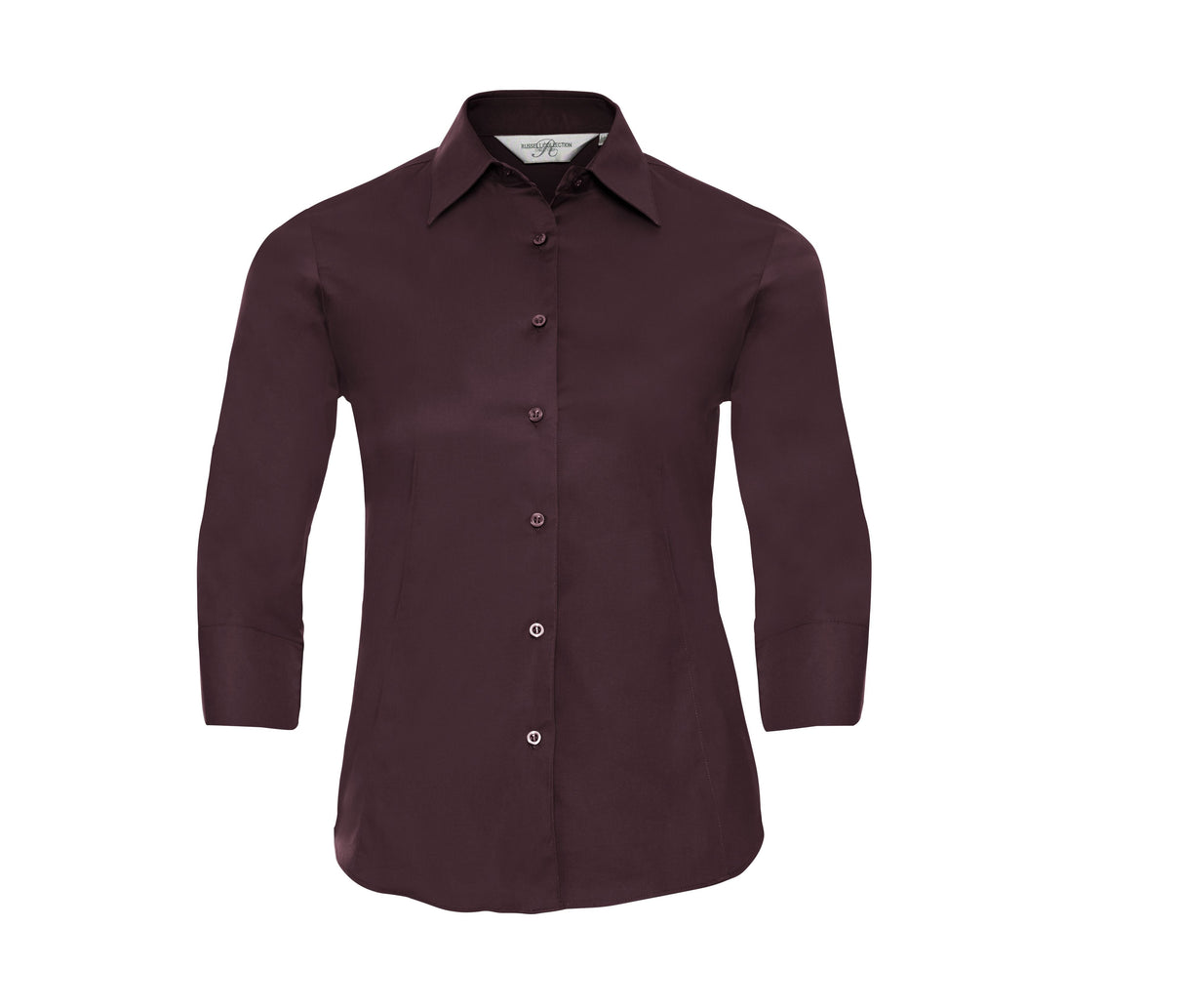 RUSSELL COLLECTION LADIES' 3/4 SLEEVE FITTED STRETCH SHIRT