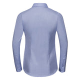 RUSSELL COLLECTION LADIES' LONG SLEEVE TAILORED HERRINGBONE SHIRT