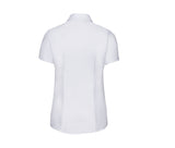 RUSSELL COLLECTION LADIES' SHORT SLEEVE TAILORED HERRINGBONE SHIRT