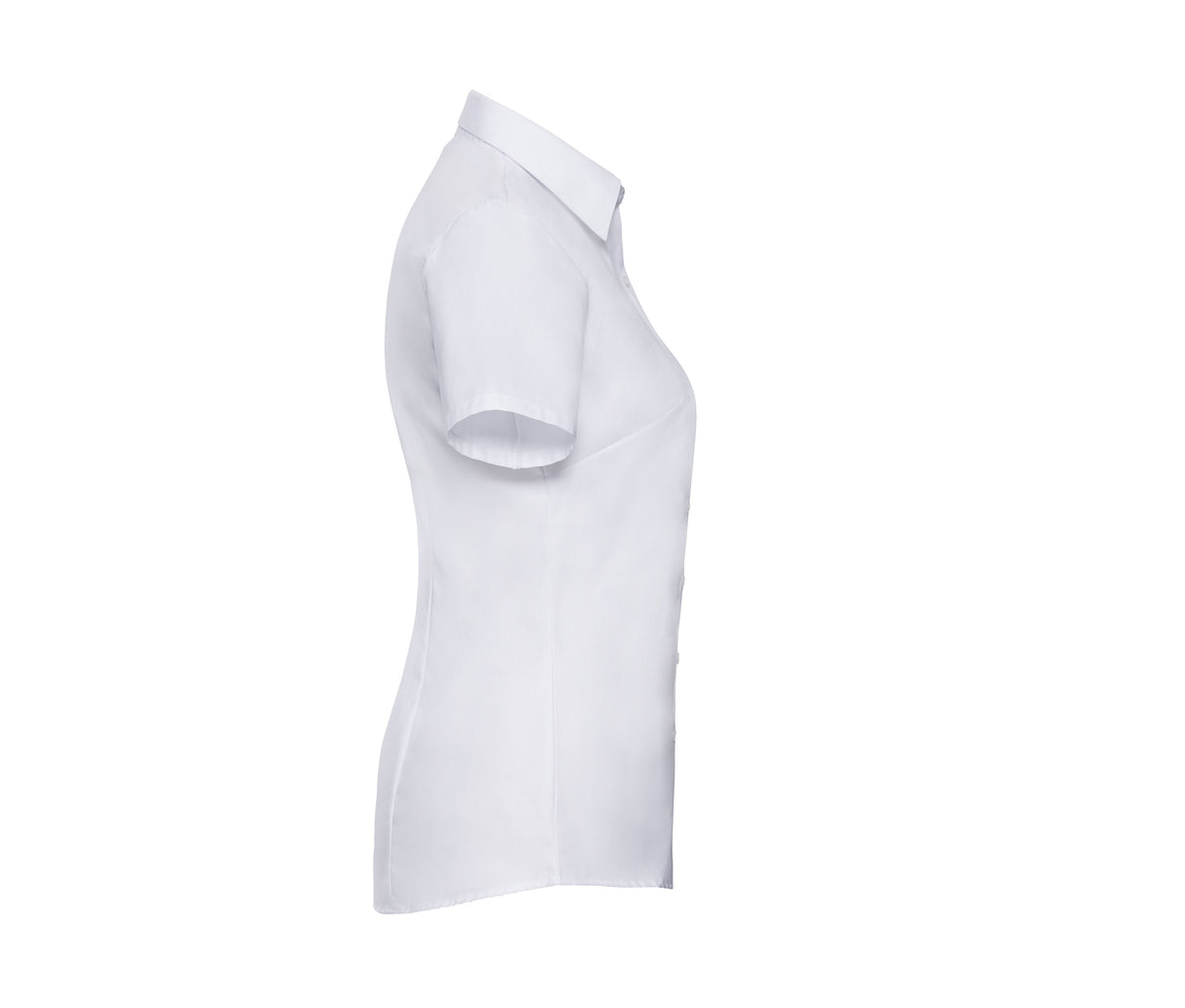 RUSSELL COLLECTION LADIES' SHORT SLEEVE TAILORED HERRINGBONE SHIRT