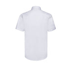 RUSSELL COLLECTION MEN'S SHORT SLEEVE TAILORED HERRINGBONE SHIRT