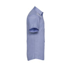 RUSSELL COLLECTION MEN'S SHORT SLEEVE TAILORED HERRINGBONE SHIRT
