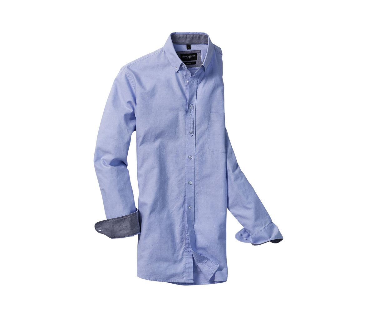 RUSSELL COLLECTION MEN'S LONG SLEEVE TAILORED WASHED OXFORD SHIRT