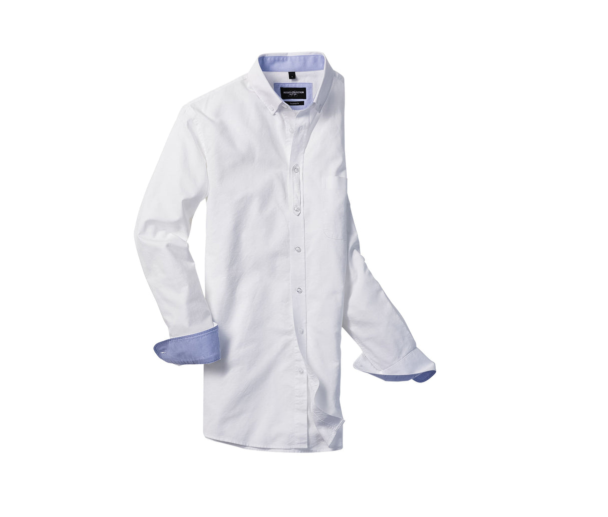 RUSSELL COLLECTION MEN'S LONG SLEEVE TAILORED WASHED OXFORD SHIRT
