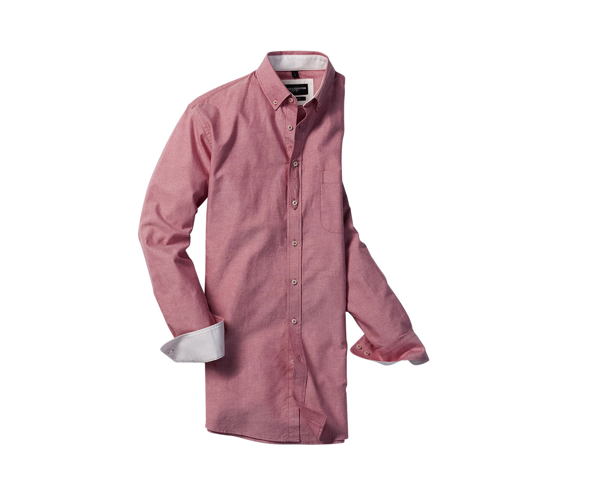 RUSSELL COLLECTION MEN'S LONG SLEEVE TAILORED WASHED OXFORD SHIRT