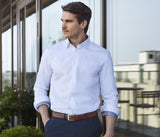 RUSSELL COLLECTION MEN'S LONG SLEEVE TAILORED CONTRAST HERRINGBONE SHIRT