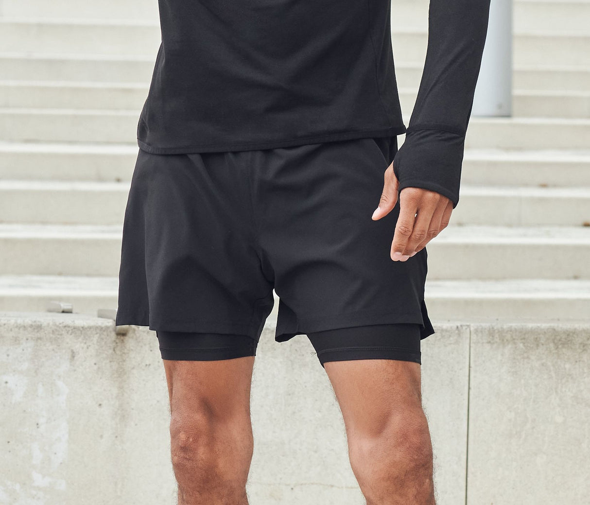 TOMBO MEN'S DOUBLE LAYER SPORT SHORT