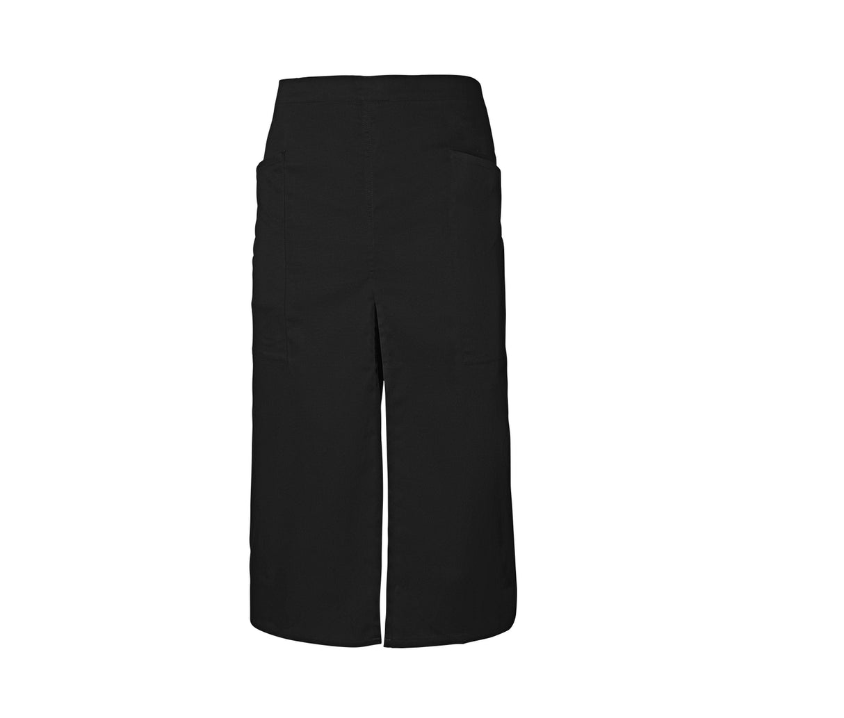 Long apron with slit and pockets
