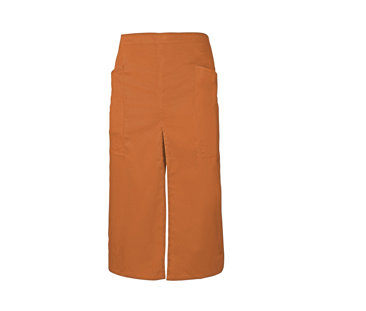 Long apron with slit and pockets